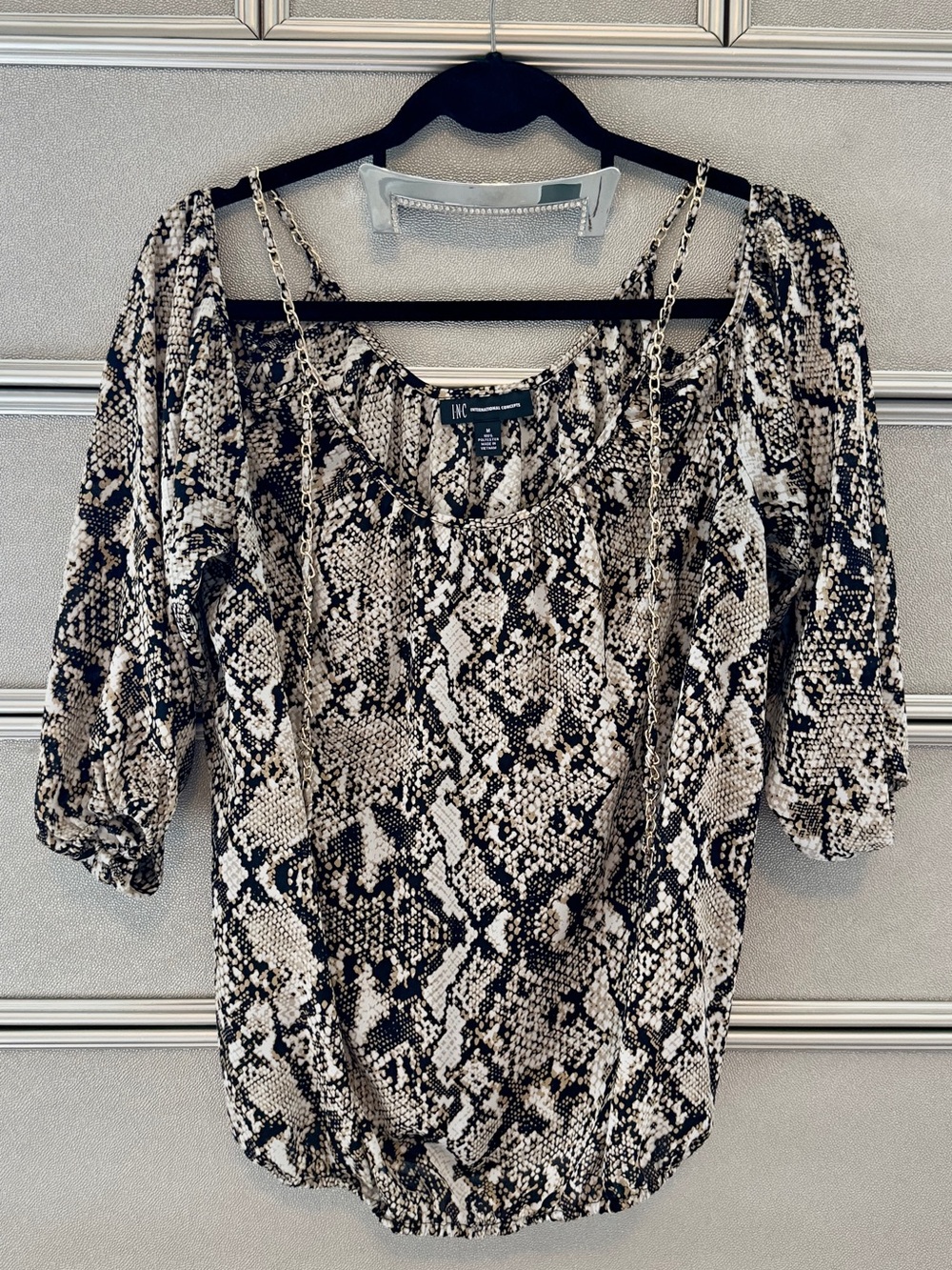 LOT Snake-Print Blouses in Brown and Cream & Black